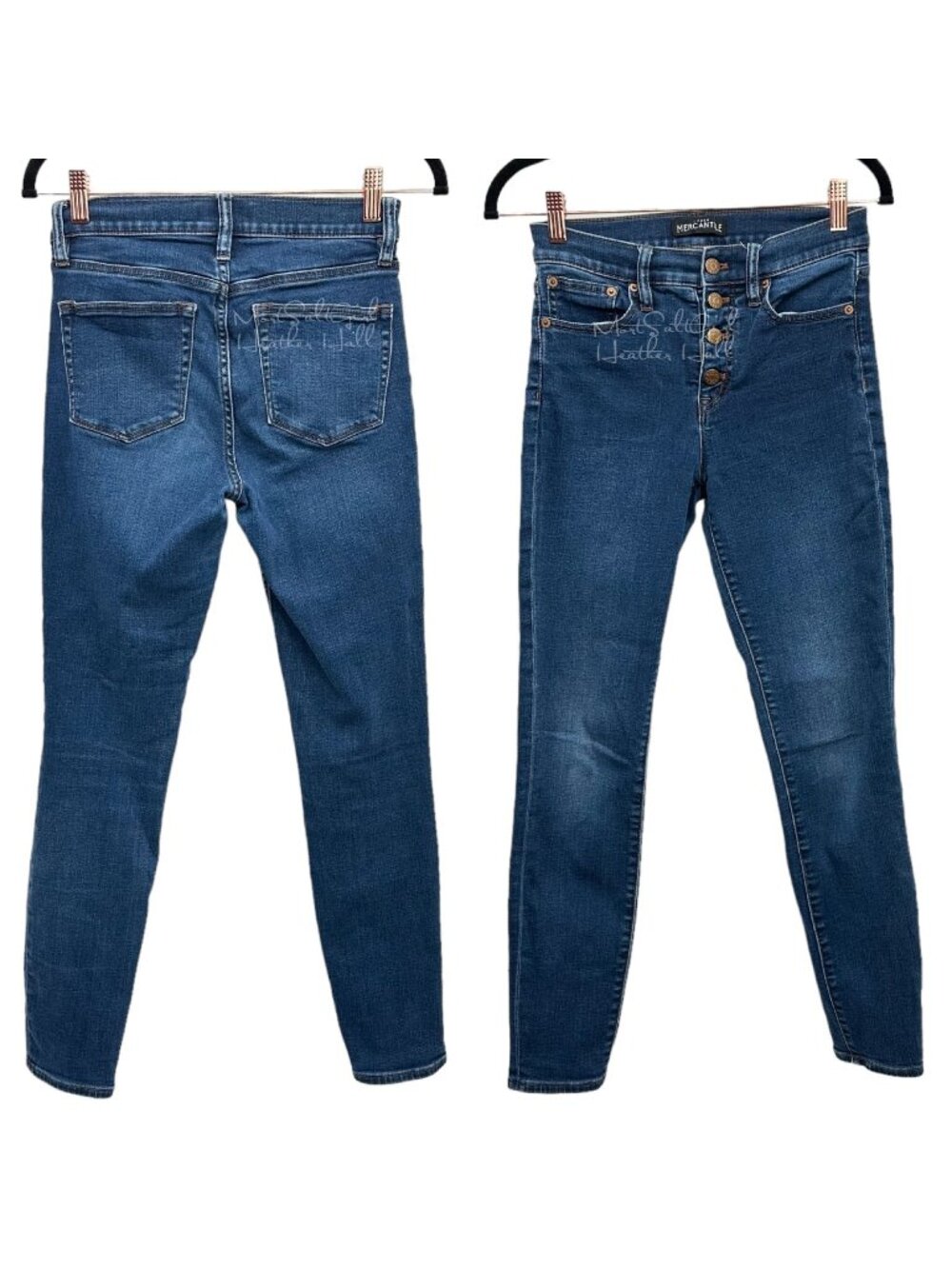 J. Crew Mercantile Button Fly Dark Wash Skinny Fit Denim Jeans Size 26
